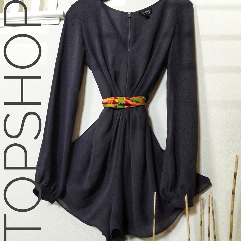 Sheer TOPSHOP Chiffon Lined Romper in Steel Grey